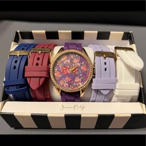 Jessica Carlyle Purple Rose Watch Face Changeable Watch Band Set